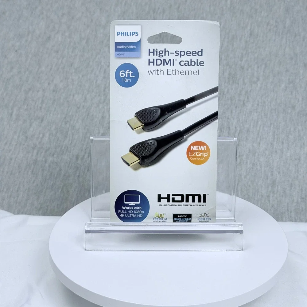 Philips High-Speed HDMI Cable with Ethernet 6ft 4K Ultra HD SWV3220B/27 NEW